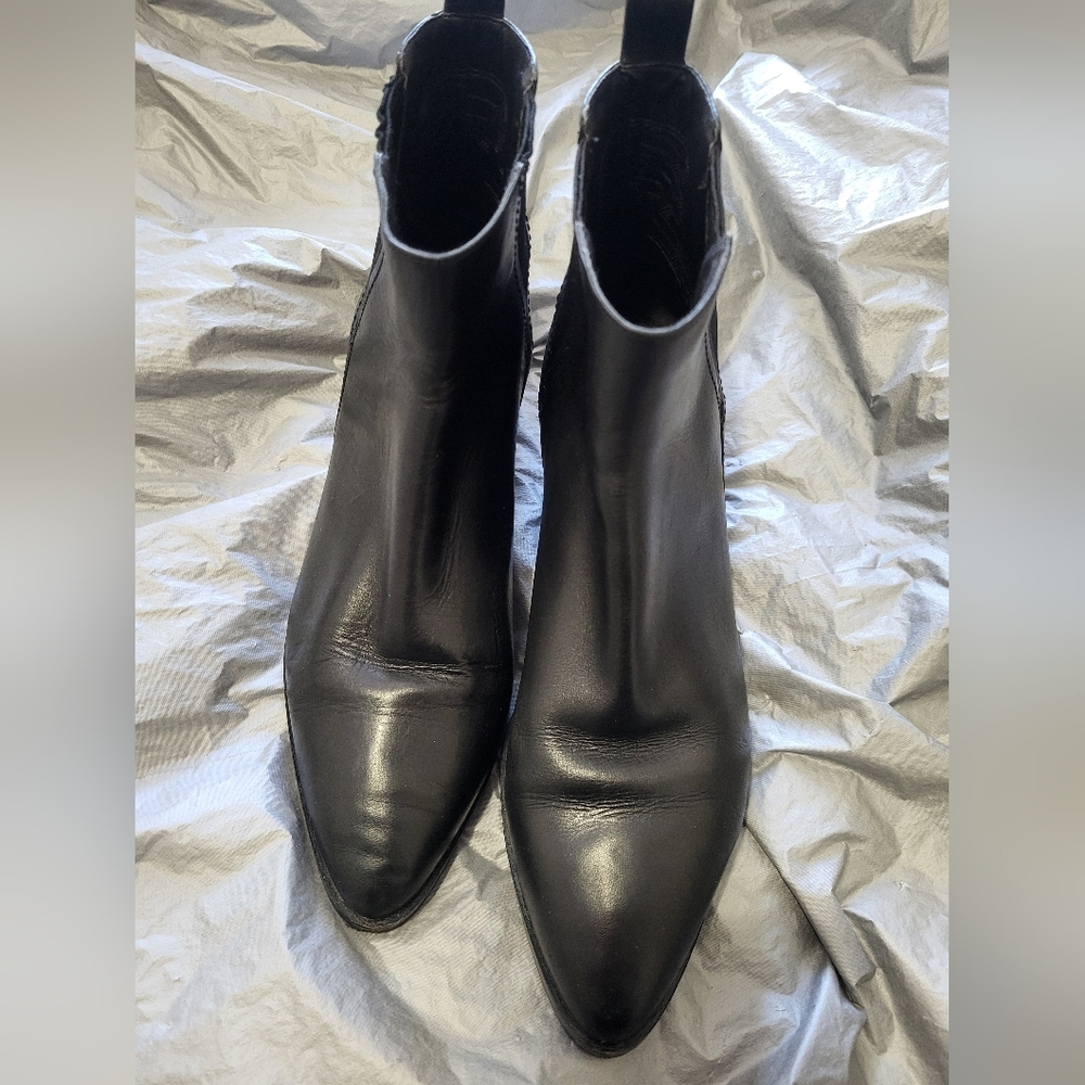 Cole Haan Black Leather Pointed-Toe Ankle Boots - Picture 2 of 9